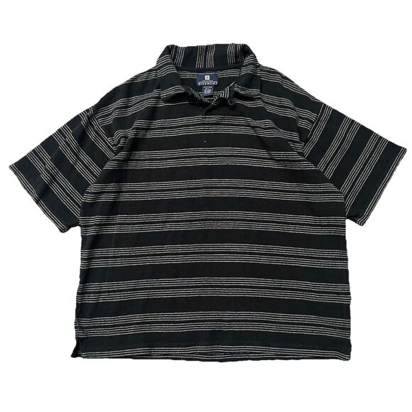 Vintage Givenchy Men’s Boxy Striped Polo Shirt Size L Black Grey - Picture 1 of 6